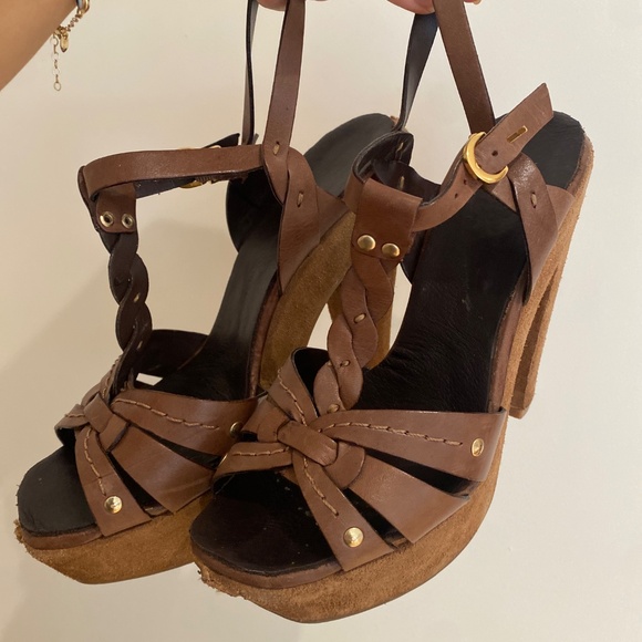 Aldo brown suede platform sandals 38 - Picture 2 of 6